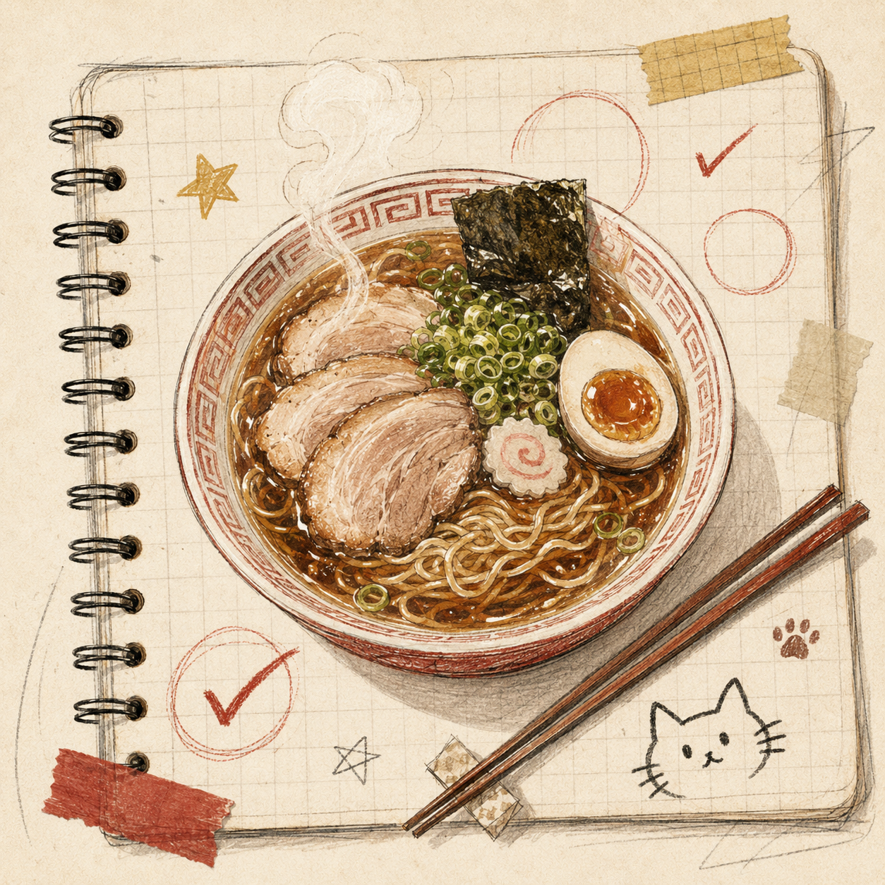 ノンが記録したラーメンのイラスト