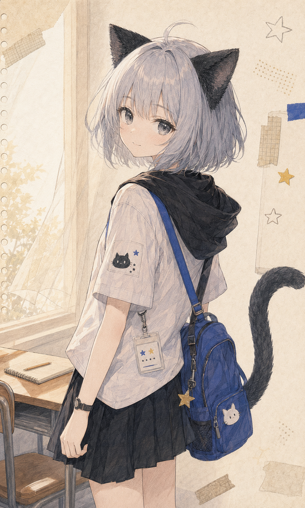 放課後の制服姿でこちらを見るノン