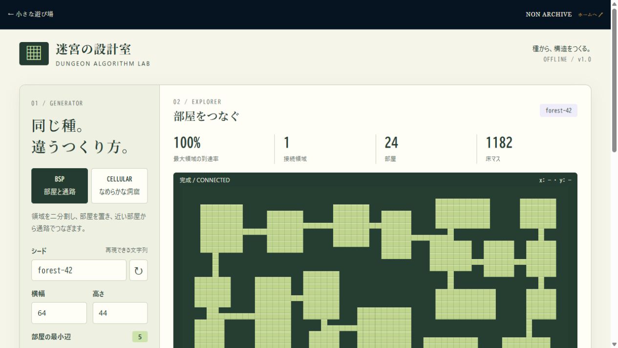 迷宮の生成工程を眺める設計室